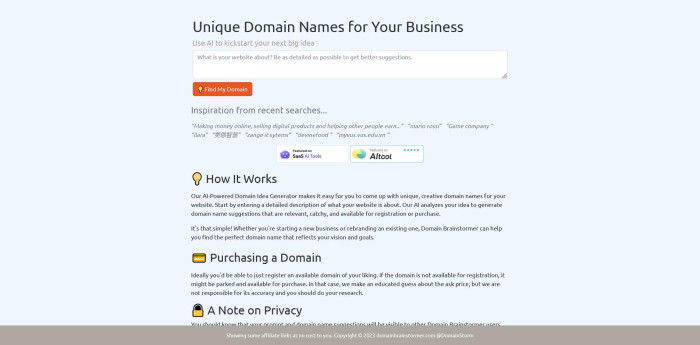 Domain Idea Generator - compressed