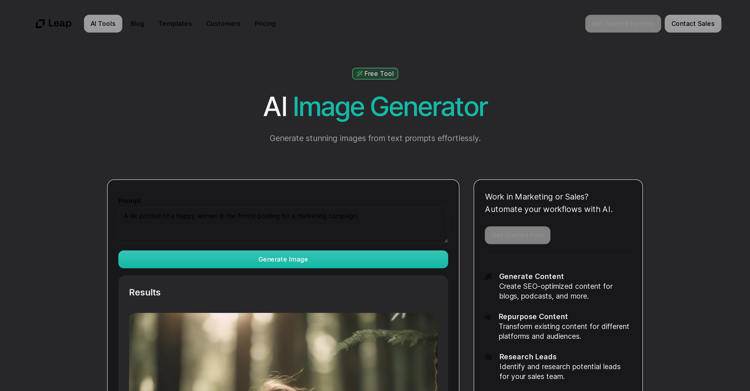 Image Generator by Leap - Proaitools