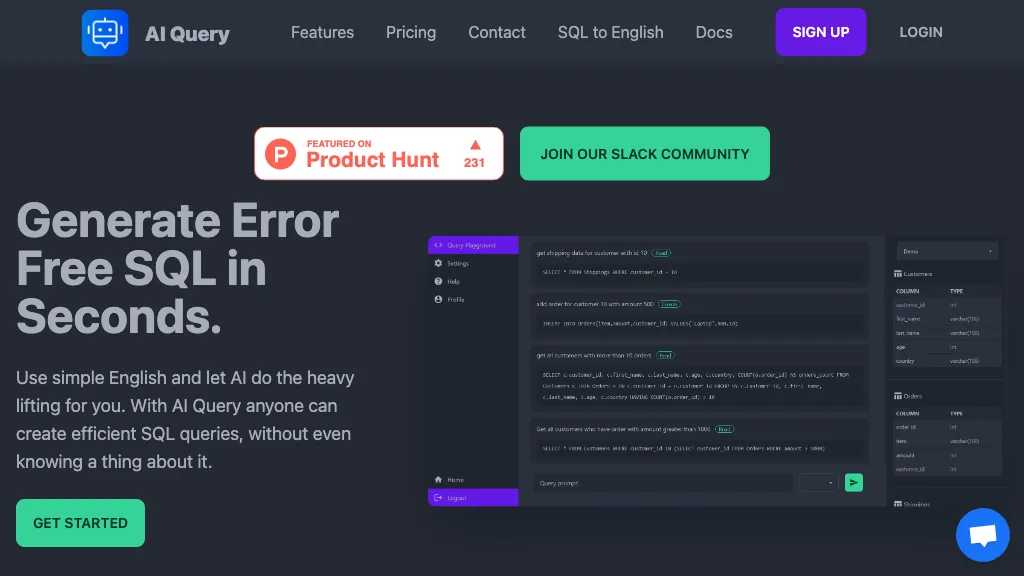 AI Query: Simple SQL Query Generator for All Databases - Proaitools