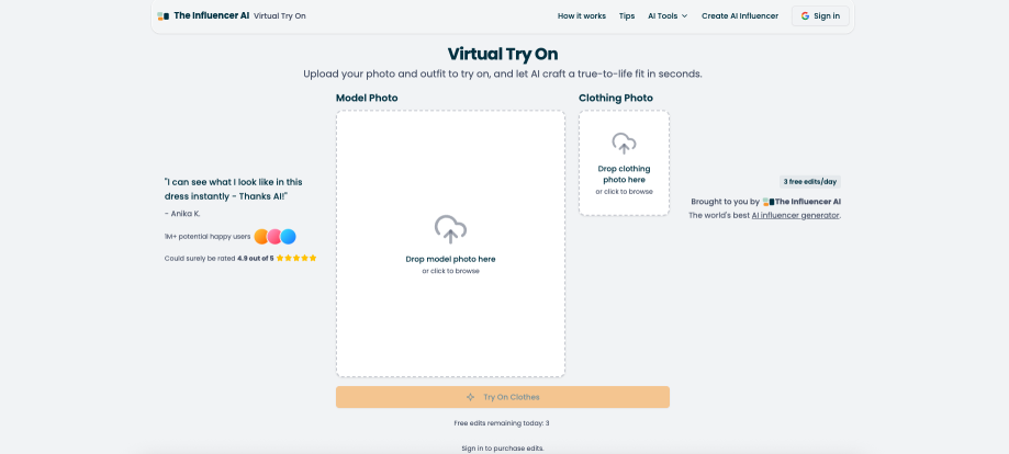 Virtual Try On by The Influencer AI